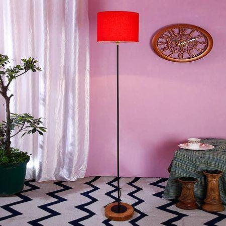 Emme Red Cotton Shade Floor Lamp