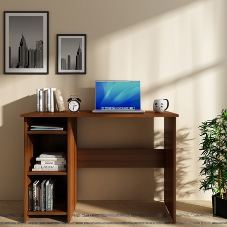 Woodbuzz Duke Engineered Wood Finish Study Table Desk In Walnut