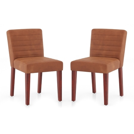 Ludo Upholstered Dining Chair In Tan Leatherette Colour