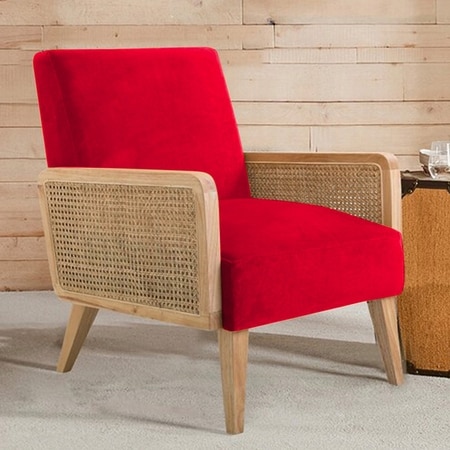 Evant Solid Wood Accent Chair in Red Colour