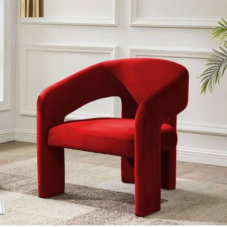 Ashley Velvet Accent Chair in Red Colour