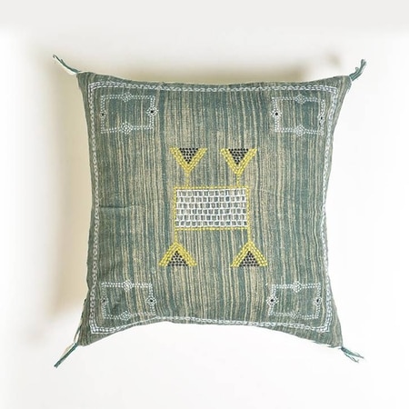 Embroidered Abstract Linen Cushion Cover