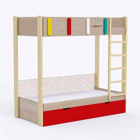 Pine Tree Bunk Bed with Drawer Storage
