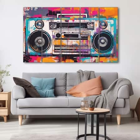 The Castle Decor Colour Music Radio Wall Art Set of 5 27x48 Inch