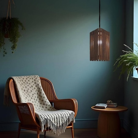 Trika Brown Solid Wood Single Hanging Light