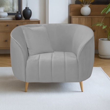 Nero Velvet 1 Seater Sofa in Grey Colour