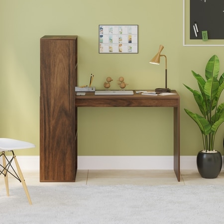 BLUEWUD Radisso Study Table and Computer Laptop Table for Home or Office, WFH Study/Work Desk, with Storage Shelves for Books and D�cor Display for Adults Kids Students (Brown Maple)