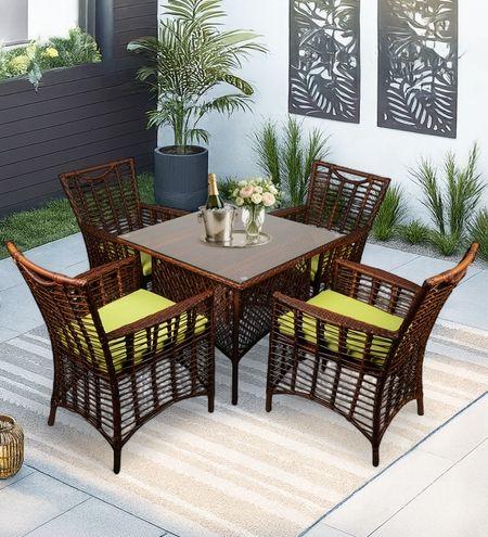 Taree  Wicker Table And Chair Set In Brown Dual Tone Finish