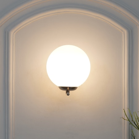 Moon Nickel & Frosted White Finish Wall Light