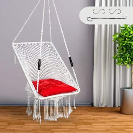 Swingzy Polyester Blend Premium Large Rectangle Swing Chair White