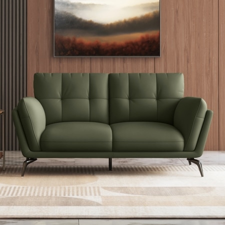 Vetra 2 Seater Leather Sofa In Olive