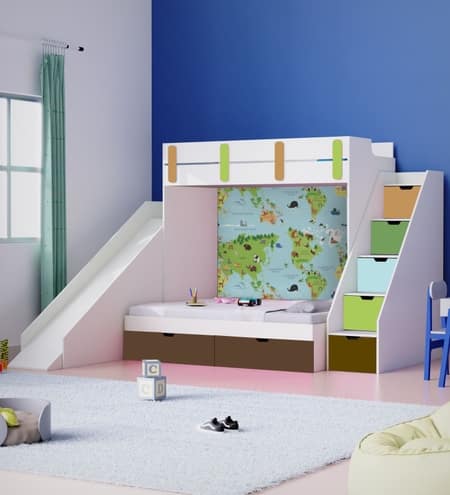 Sleep N Slide Bunk Bed 6X5 Drawers On Wheels In Globe Colour