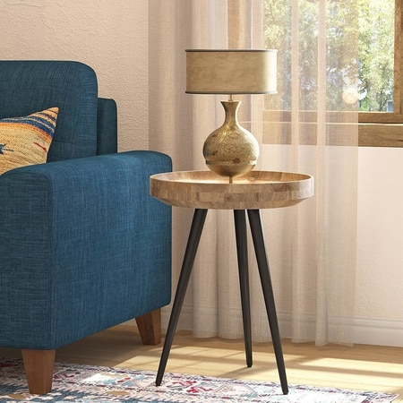 Arlend Solid Wood Side Table in Rustic Pine Finish