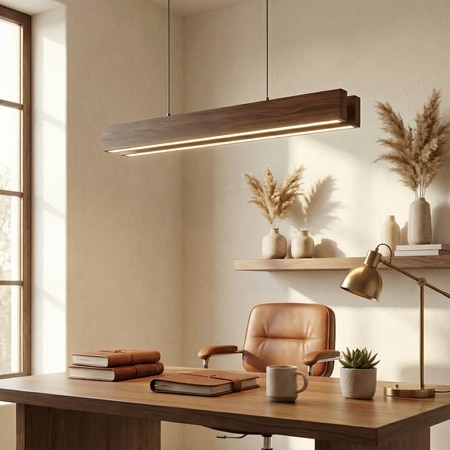 Slimline 36 Duo Brown Solid Wood Cluster Hanging Light