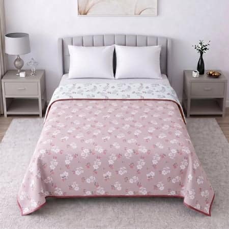 Lavender Floral Dohar Reversible Cotton 300 Gsm Double Bed 240 X 220 Cms
