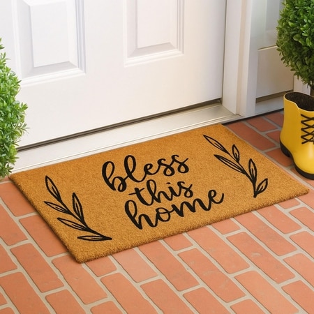 Luxe Home 100% Natural Coir Doormat Bless This Home Print (71x45 cm)