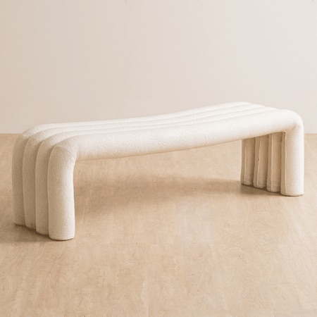Andaman Avis Solid Wood Bench in Off White Colour