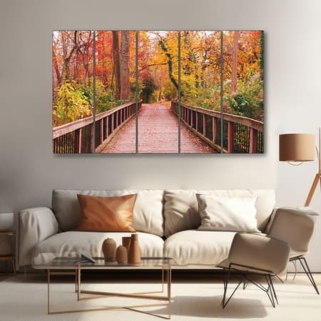 The Castle Decor Bridge Forest Spring Wall Art Set of 5 27x48 Inch