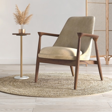 Dakota Lounge Chair In Stria Beige Colour