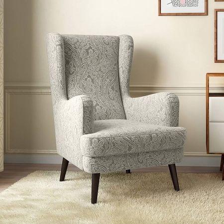 Genoa Wing Chair in  Monochrome Paisley Colour