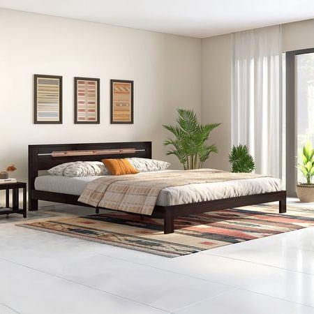 Amal Solid Wood King Size Bed In Mahogany Finish
