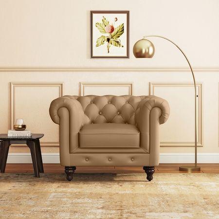 Winchester 1 Seater Premium Italian Leather Sofa In Ecru