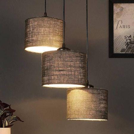 Damon Grey Natural Fiber Cluster Hanging Light