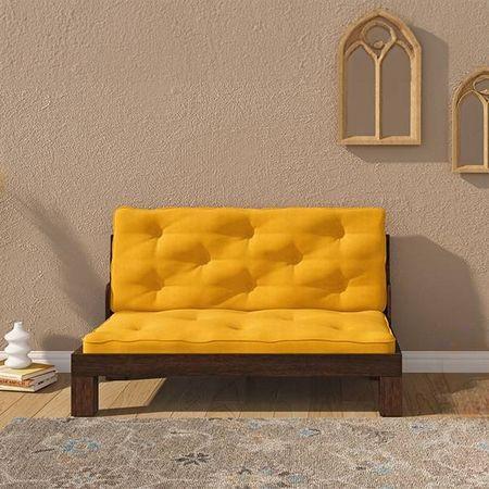 Faria Wooden Sofa (Mustard Yellow)