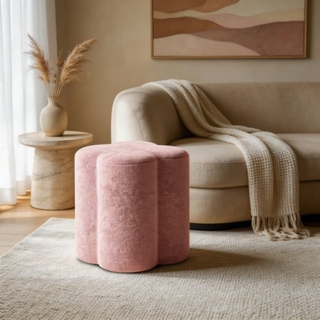 Remi Pouffee In Fabric Desert Rose