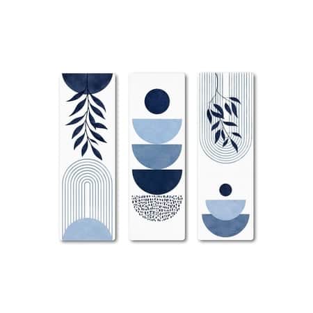The Castle Decor Blue Botanical Abstract Wall Art Set of 3 27x33 Inch