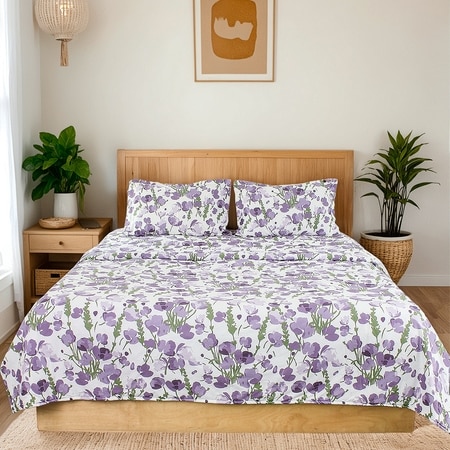Himalayan Poppies 1 Double Duvet Cover with Purple colour