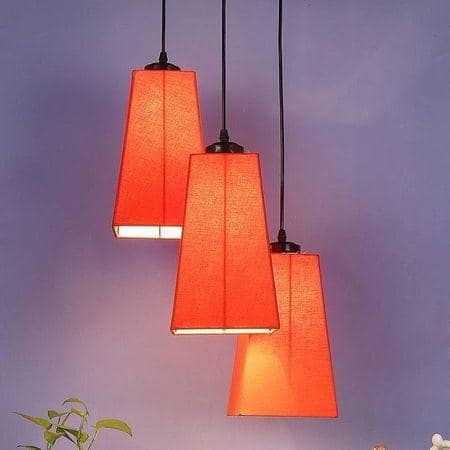 Kyson Orange Fabric Cluster Hanging Light