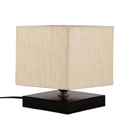 Boden Off White Fabric Shade Table Lamp with Black Iron Base
