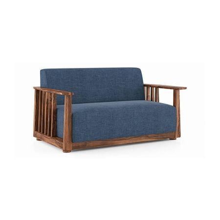 Serra Wooden Sofa - Teak Finish (Midnight Blue)