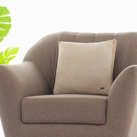 Herringbone Stone  And Natural Cushion Cover  16X16 Inches
