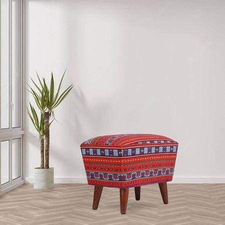 Emmett Solid Wood  Ottomon in  Multicolor Colour