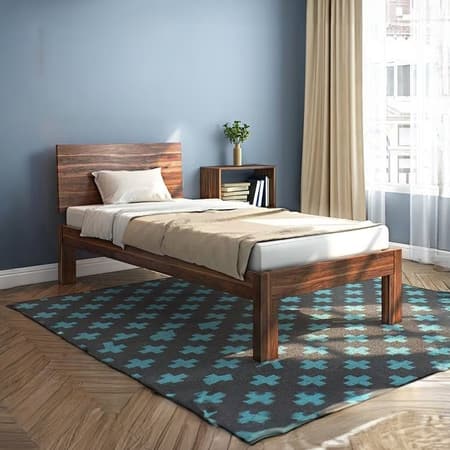 Boston Solid Wood Single Size Bed Without Storage (Teak Finish)