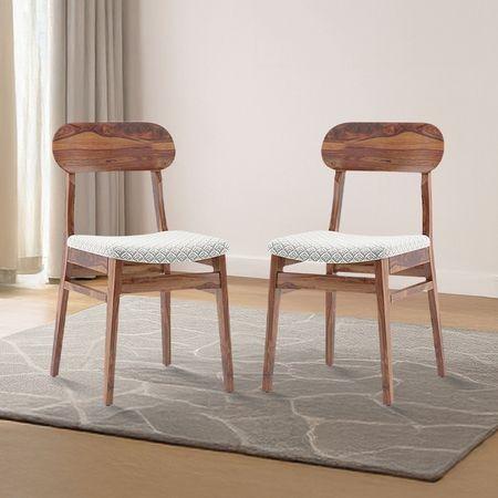 Vivien Solid Wood Dining Chair Set Of 2 In Teak Finish