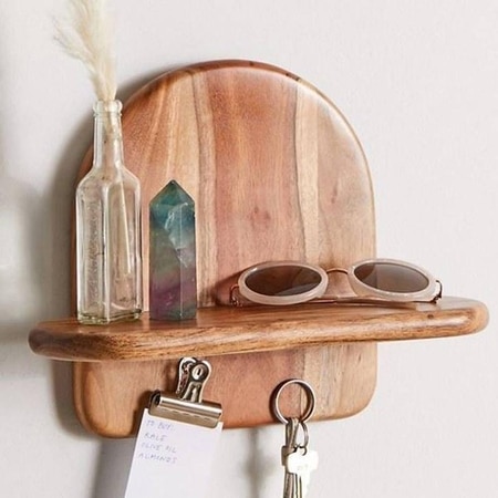 WOODENMOOD Rectangular Half Round Wall Rack