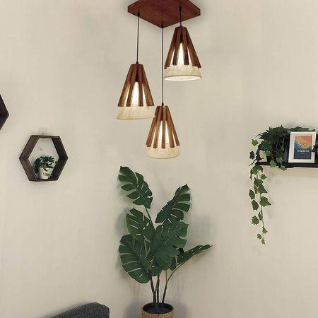 Flue Brown Solid Wood Cluster Hanging Light