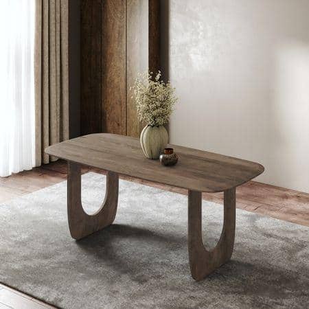 Aero Solid Wood 6 Seater Dining Table In Danish Walnut Finish