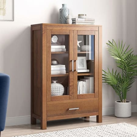 Carnegie Display Cabinet in Amber Walnut Finish