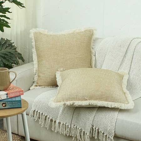 Classic Texture Set Of 2 Cushion Cover With Yellow Colour