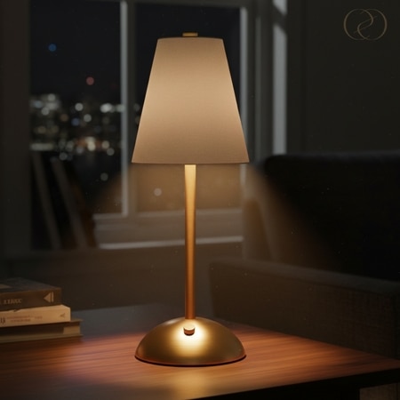 Lyra Fabric Shade Lamp Metal Base