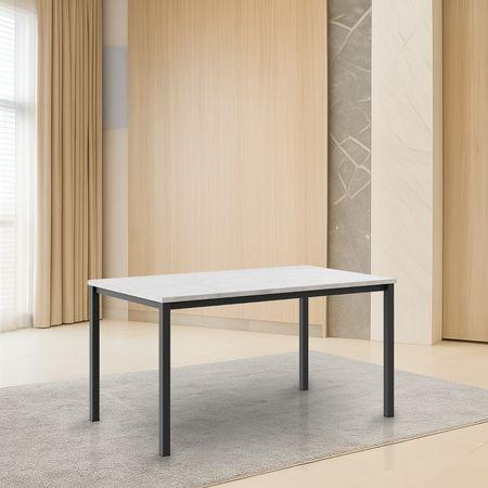 Roux 6 Seater Dining Table with Stone Top In Black Finish