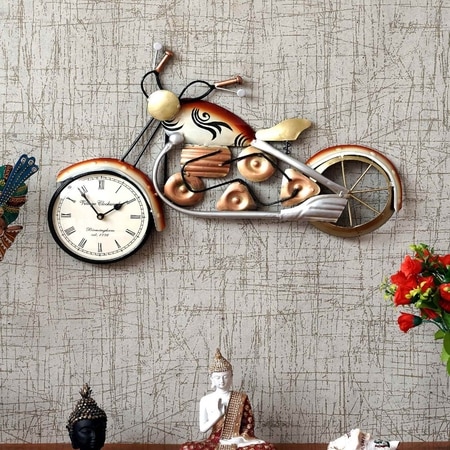 Craft Tree Metal Handpainted Decorative Bike  Clock Showpiece Dial Size 6''