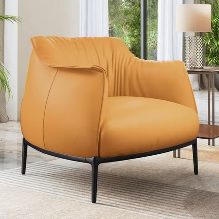 Odette Lounge Chair In Mustard Leather