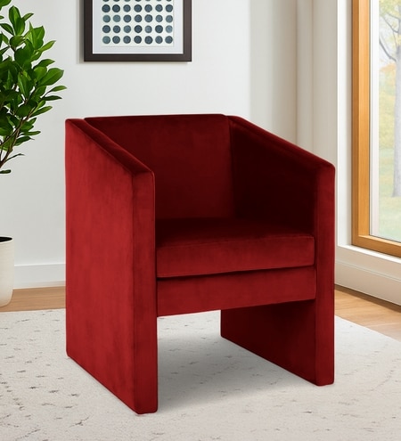 Shuntina Accent Velvet Chair in Red Colour