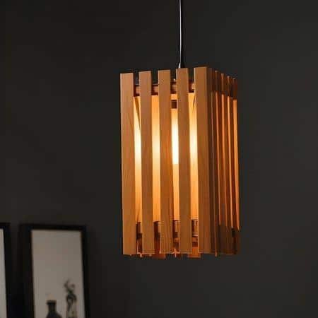 Elegant Brown Solid Wood Single Hanging Light