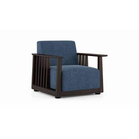 Serra Wooden Sofa - Mahogany Finish (Midnight Blue)